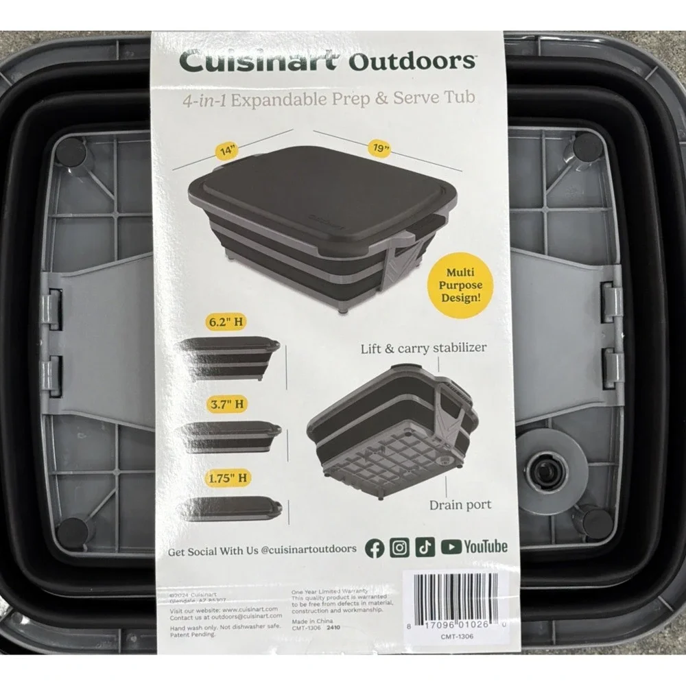 Prep Tray Cuisinart 4-in-1 Expandable Prep and Serve Tub,Kitchen,BBQ,Utensils